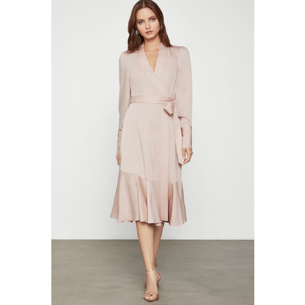 BCBGMAXAZRIA Satin Crepe Long Sleeve Dress